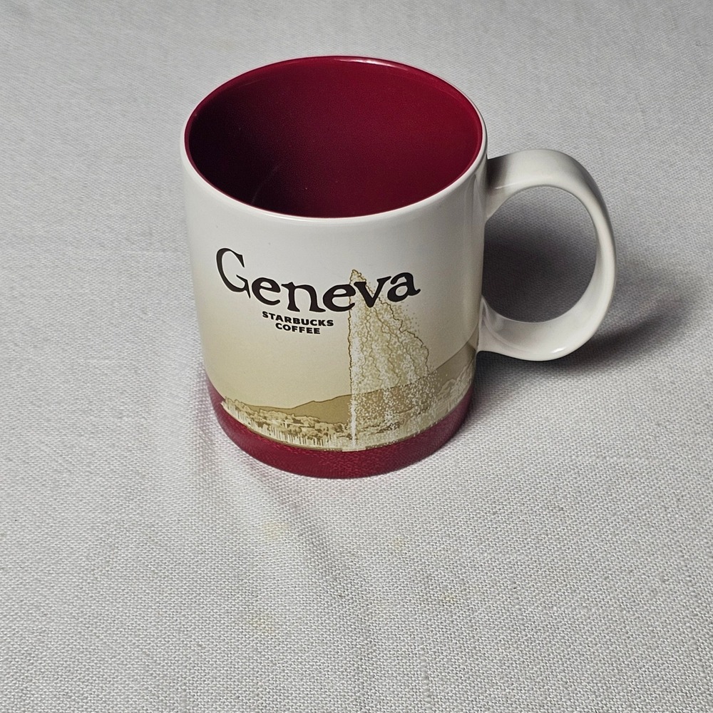 Starbucks Geneva Global City Icon Series Mug 16oz Red White Switzerland 2014